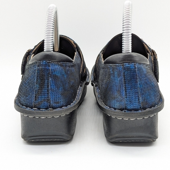 Alegria Alli blue black twist leather slip on hook & loop closure clog 37 6.5/7 - Picture 4 of 9